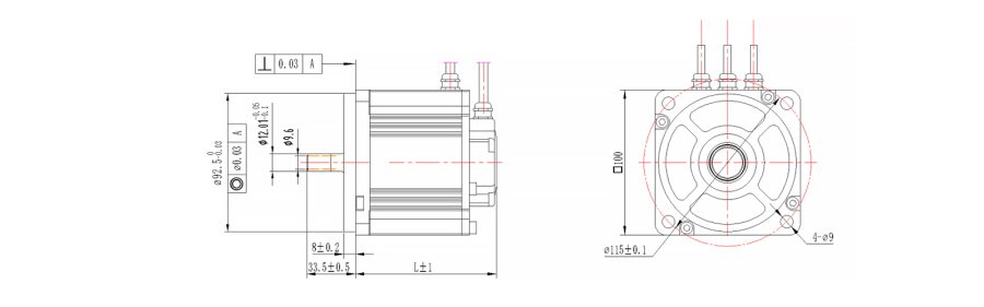 100系列伺服電機(jī)機(jī)械尺寸圖